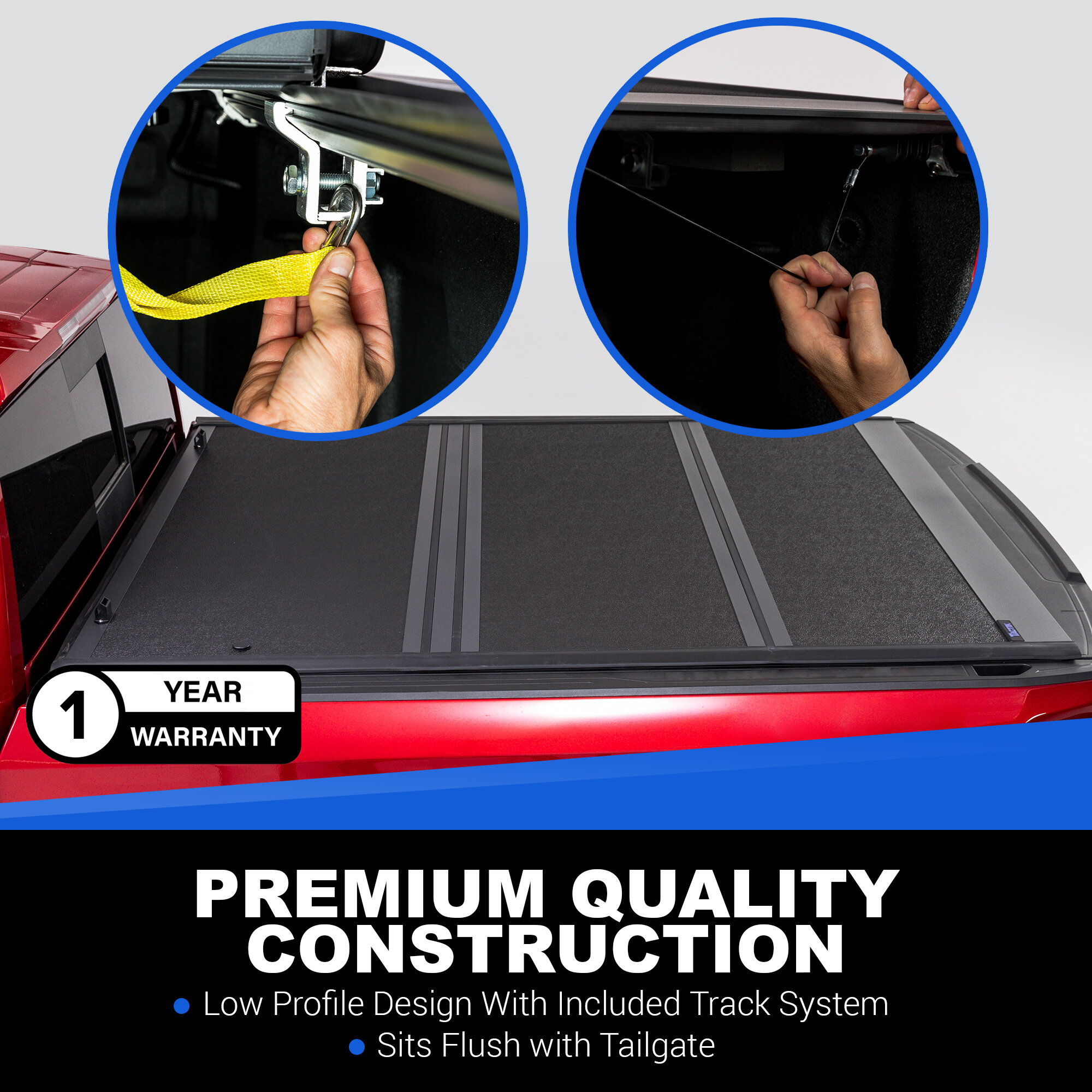 TACTIK Low Profile TriFold Hard Panel Truck Bed Tonneau Cover for 04